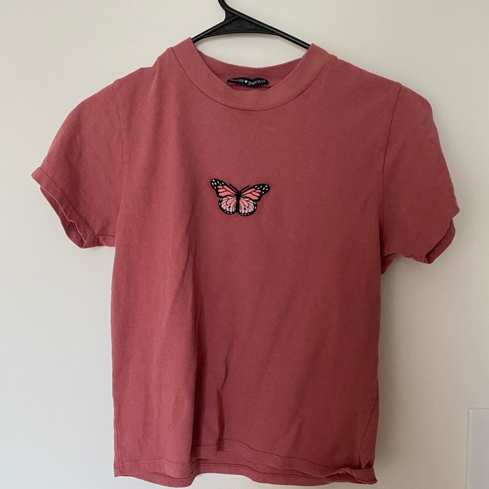 BRAND NEW Brandy Melville mauve butterfly top!